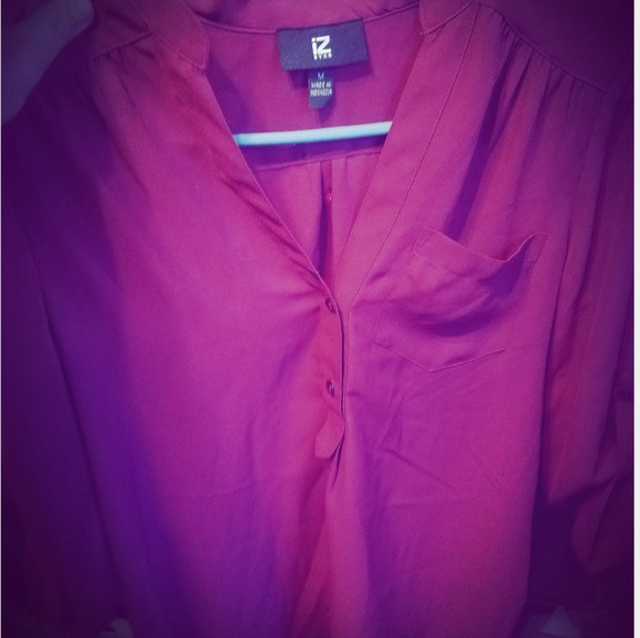 *SOLD* Mulberry/raspberry sheer 3/4 blouse - Picture 4 of 4